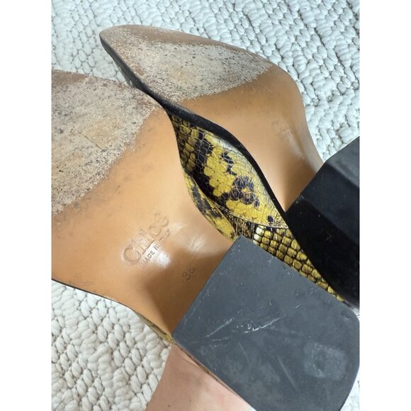 Chloé Rylee Snakeskin Embossed Leather Ankle Bootie Leather Block Heel Size 36 - Picture 8 of 10